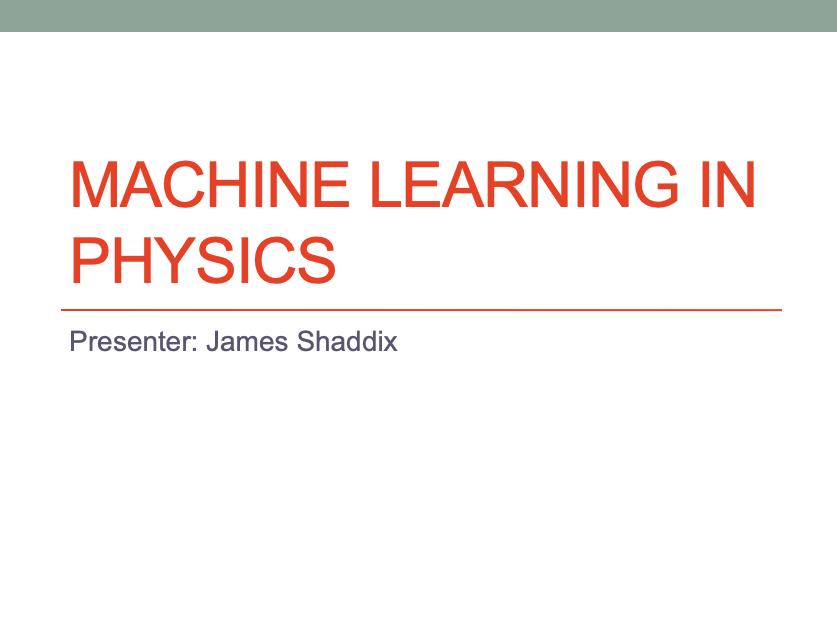Machine Learning In Physics